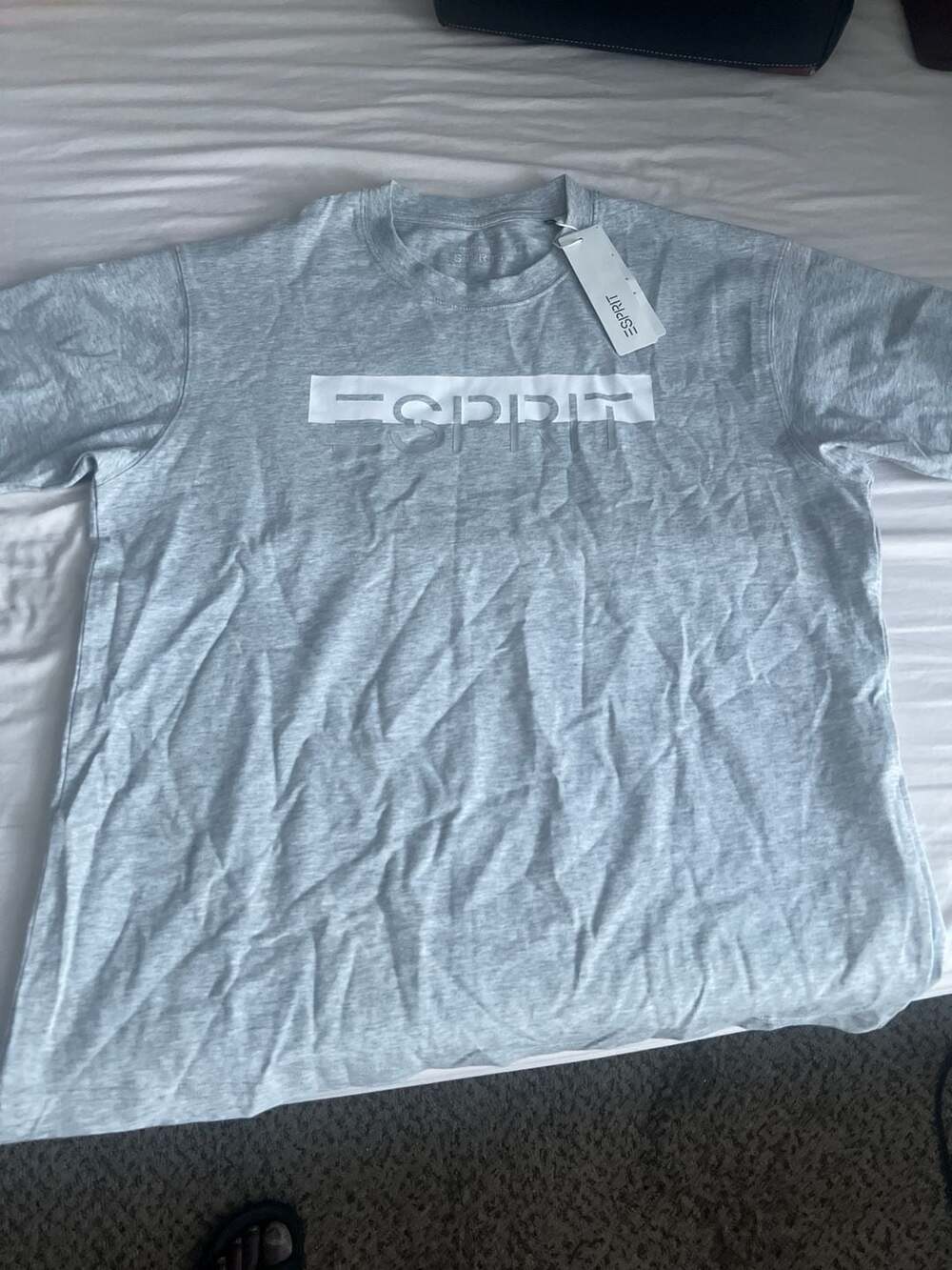 Esprit Grey Logo Box Graphic T-Shirt Size M